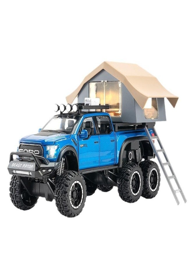 KING FORU Die-Cast Raptor Camping Truck - 1:24 Scale F150 Pickup with 6 Doors, Pull Back, Light & Sound (Multicolor) - Image 1